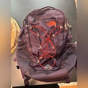 North Face Borealis Backpack - PURPLE/BURGUNDY with RED finishes